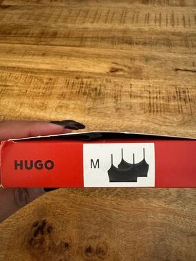 HUGO Twin Bralette Bras Easy Medium Cotton Blend Black - 2 Pack NEW NWT